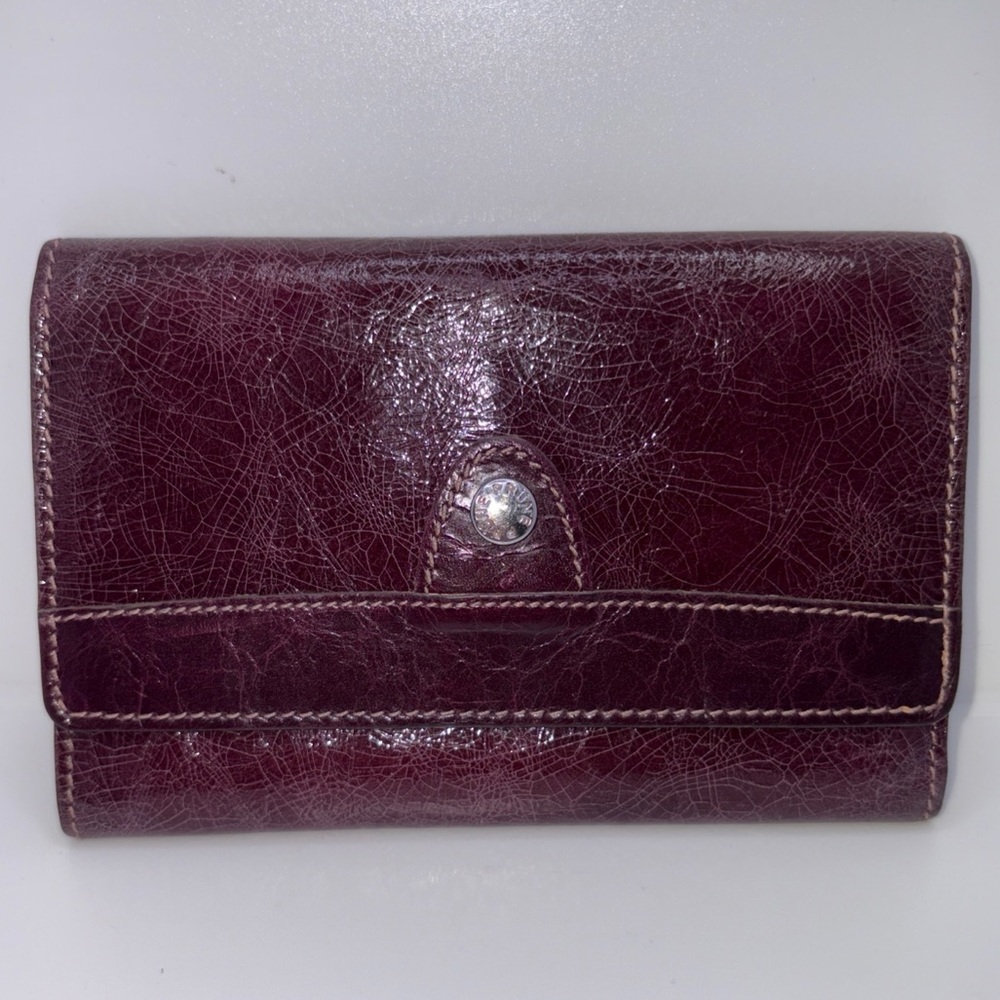 Prune Women’s Leather Wallet Purple Crackled Silver Snap Tri-Fold Argentina